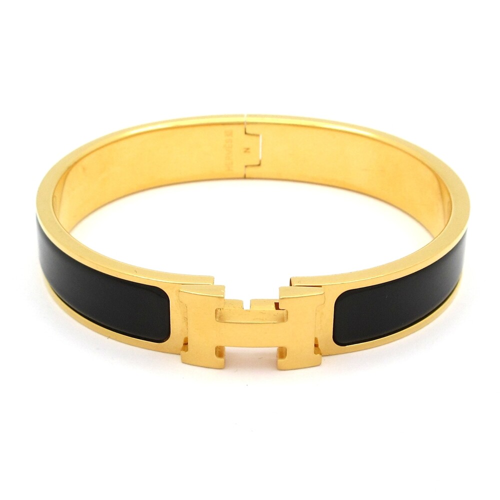 Hermès Clic H Bangle Gold Black